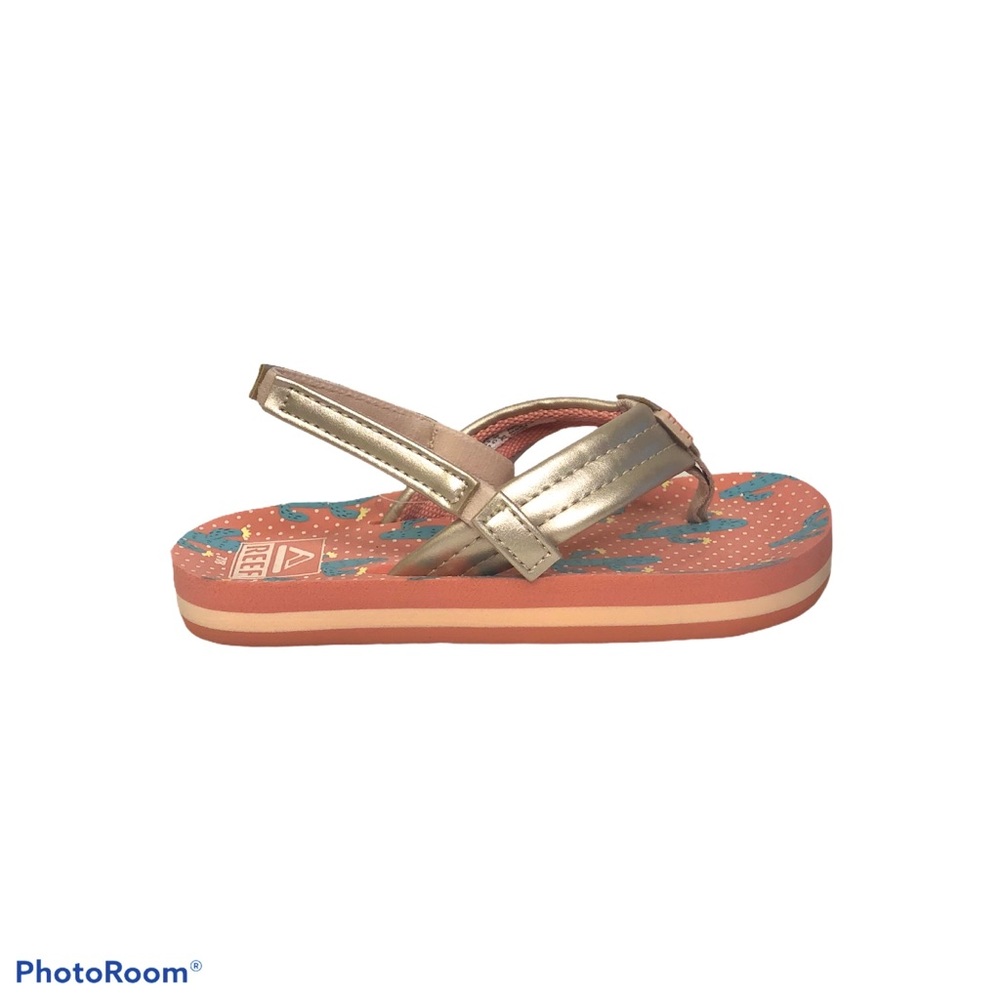 New Reef Cactus Gold Flip Flop Size 7/8 Toddler